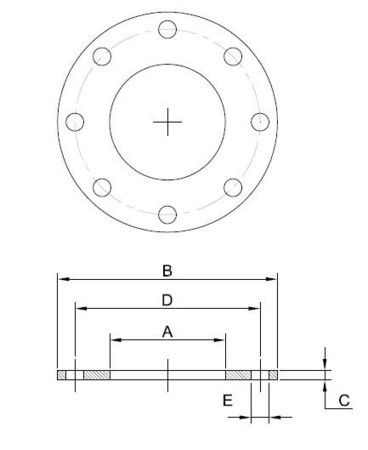 SMS-407 - ISO Mild Steel Table D/E Backing Flanges diagram/image