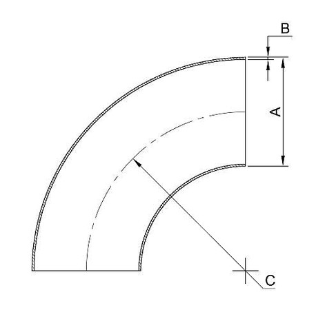 SMS-408 - ISO 90 Elbows Radius = 1.5D diagram/image